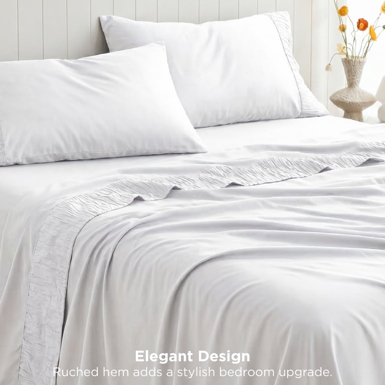 U by Bedsure Twin Cooling Microfiber Sheet Set, White photo 8