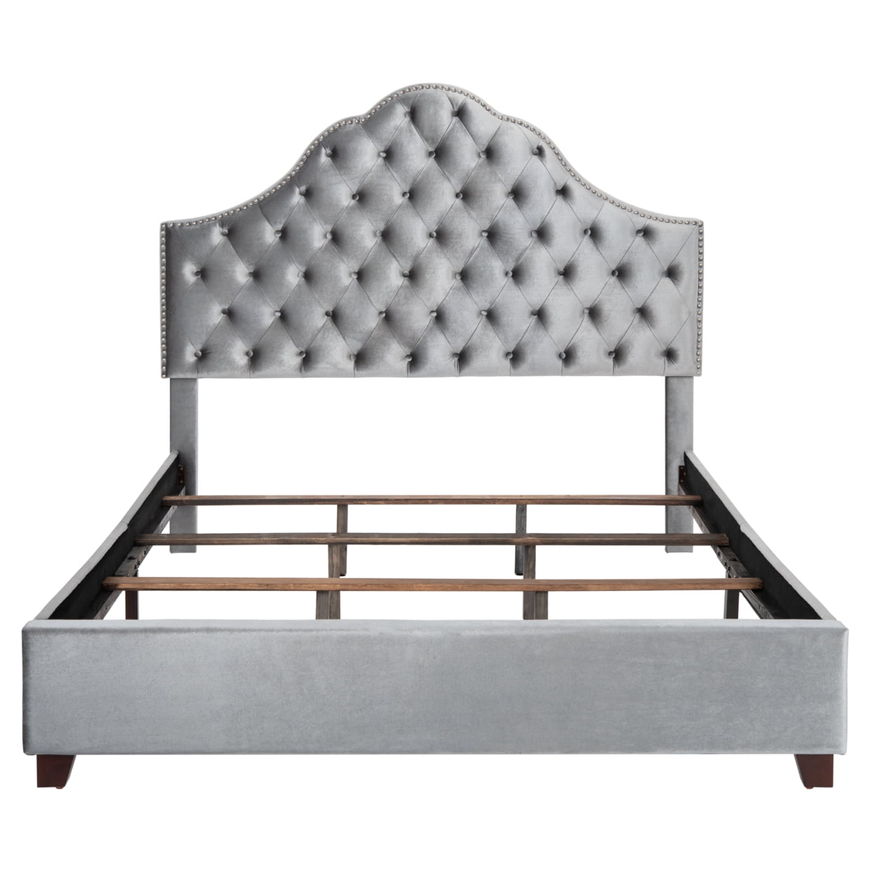 SAFAVIEH Beckham Traditional Tufted Bed, Light Grey