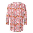 thumbnail image 4 of Cavosen Happy Easter Women's Shirts 3/4 Sleeve Length Summer Plus Size Bunny Print Pullover Blouse Crewneck Festival Tops Vacation Holiday Tee Shirts Loose Dressy Pink 3XL, 4 of 5