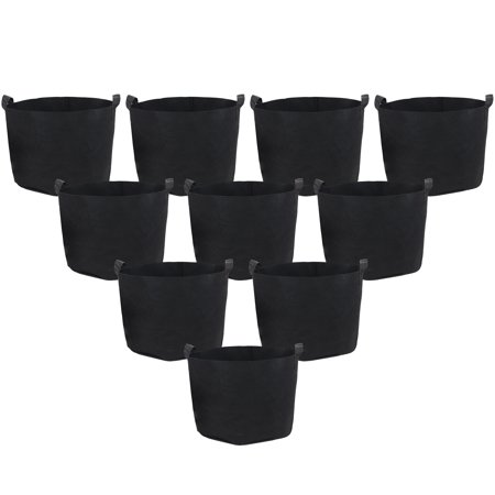 Sunnydaze 10-Gallon Garden Grow Bag with Handles Nonwoven Polypropylene Fabric  Black  10pc