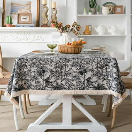 

Namzi-b Retro Tablecloth Fabric Home Rectangular Table Fabric Geometric Tea Table Fabric Long Bar Meal Pad Fabric Desk Pad Printed Tablecloth (Black 140 * 140cm)