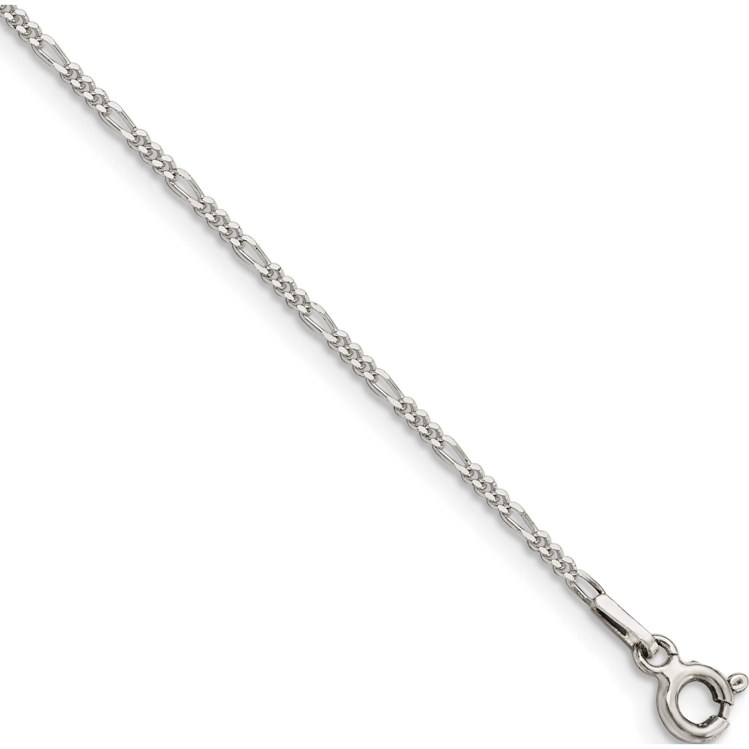 Sterling Silver 1.4mm Figaro Chain Anklet (9 X 1.4) Made In Italy qfg040-9