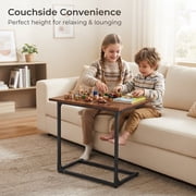 C Shaped End Sofa Table, TV Tray Couch Side Table for Living Room, Bedroom, With widened tabletop,27(H) x 21.1(W) x 11.4(D), Brown