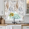 thumbnail image 3 of Swag Valance Curtains for Windows, Leaf Flower Light Filtering Kitchen Curtains with Rod Pocket, Vintage Farmhouse Botanical Plant Floral Window Treatment Valances for Living Room, 36x36 - 2 PCS, 3 of 9