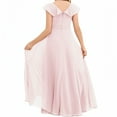 thumbnail image 2 of Junior Bridesmaid Dresses Chiffon Flower Girl Dress Girls Spaghetti Straps Party Pageant Gown -Blushing pink-14Y, 2 of 8
