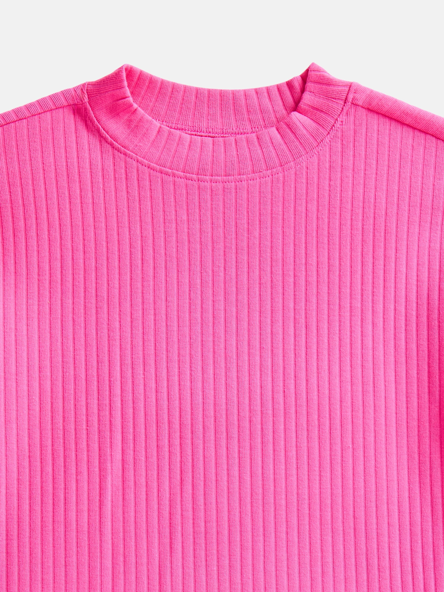 Wonder Nation Girls Rib Knit Top with Long Sleeves, Sizes 4-18 & Plus