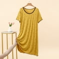 thumbnail image 2 of Women's Star Print Lace Trim Crew Neck Midi Nightgown, Soft Modal Short Sleeve Loose Casual Home Loungewear Sleep Dress Yellow XL(XL), 2 of 9