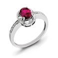 thumbnail image 1 of Sterling Silver Diamond & Simulated Ruby Ring (2mm) - Size 5, 1 of 2