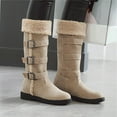 thumbnail image 2 of CHENge Boots for Women Knee High Casual Comfortable Breathables Cozy Thermal Lined Winter Boot for Womens Winter Snow Outdoor Footwear(Beige,7), 2 of 7