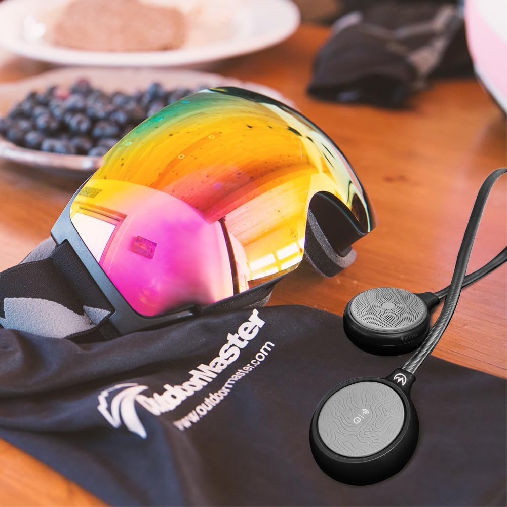 OutdoorMaster Wireless Bluetooth 5.0 Ski Helmet Drop-in Headphones HD Speaker Chip Compatible with Audio-Ready Helmet with Built-in Mic for Motorcycling Easy Control Buttons IP45 Sweat-Resistance