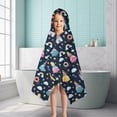 thumbnail image 6 of Dark Blue Princess Castle Pattern Hooded Bath Towel，50"x30" for Ages 3 To 12 Kids, Quick Dry Lightweight Soft Microfiber Hood Beach Towel Cover Up for Kids, 6 of 7