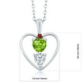 thumbnail image 2 of Gem Stone King 925 Sterling Silver Green Peridot White Moissanite and Red Garnet Pendant Necklace for Women (0.74 Cttw, Gemstone August Birthstone, Heart 5MM and 4MM, with 18 inch Silver Chain), 2 of 3