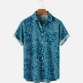 thumbnail image 3 of 2022 New Original Risk Free Wave Pattern 3D Printing Lapel Men's T-Shirt Top Hawaiian Beach Style, 3 of 5