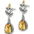 thumbnail image 2 of 14K/Silver Two-Tone Sterling Silver With 14K Leaf 1.26Ci Citrine Dangle Post Earrings (22.27 X 6.75) Made In Thailand qtc1767, 2 of 5
