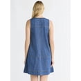 thumbnail image 3 of Free Assembly Women's Sleeveless V-Neck Denim Mini Dress, Sizes XS-XXL, 3 of 4