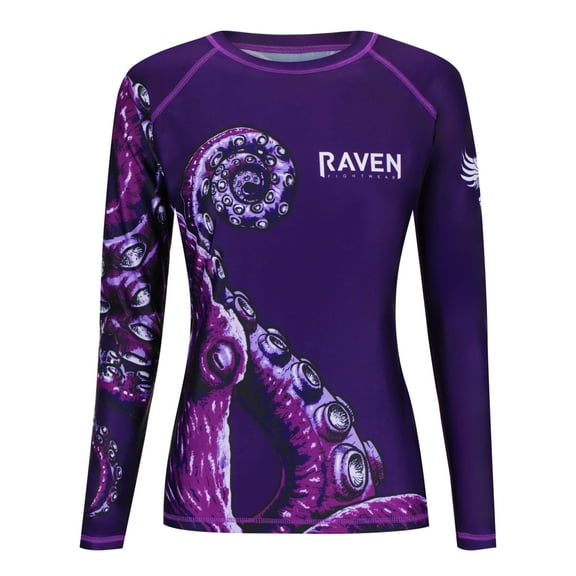Raven Fightwear Women's Kraken Octopus BJJ Rash Guard MMA Purple/Purple