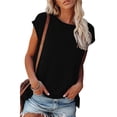 thumbnail image 2 of Uhndy Womens Shirts Off Shoulder Tops Casual Short Sleeve T Shirt Boat Neck Blouse Tops, 2 of 3