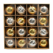 Queens of Christmas ORNPK-BALL-TREAS-16 2.5 in. Ball Ornament, Gold & Silver - Pack of 16