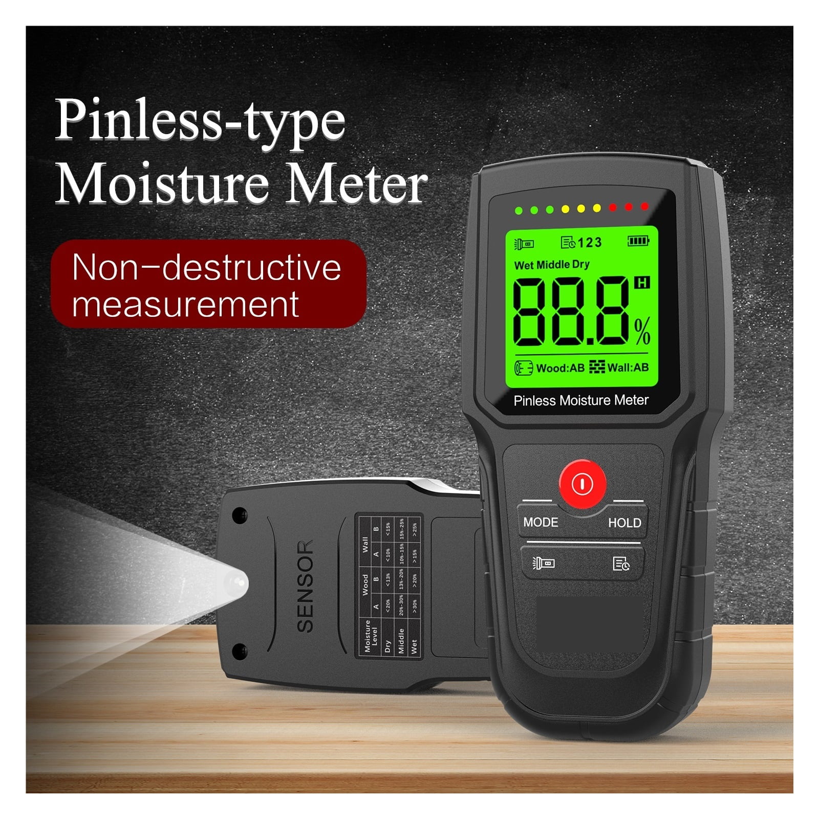 Hygrometer Digital Moisture Meter Carton Humidity Tester Wall Hygrometer Timber Damp Detector Non-destructive Meter ,Wide Applications
