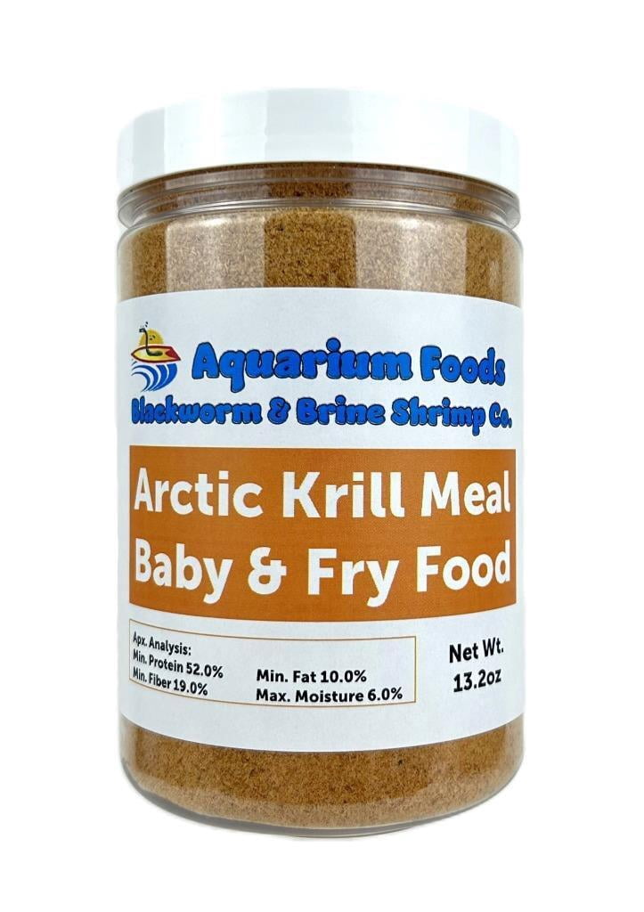 Krill Meal, 55% Protein Floating Fry Food for Newly Hatched Koi & Pond Fish, All just Hatched Tropical Fish, Cat Food Additive - 13.2oz Lg Round Jar