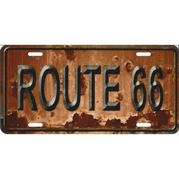 Route 66 Rusty Distressed Look Metal License Plate