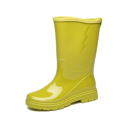 

Daeful Ladies Garden Shoes Wide-Calf Rubber Boot Slip Resistant Rain Boots Breathable Pull On Mid Calf Bootie Kitchen Waterproof Booties Green 7.5