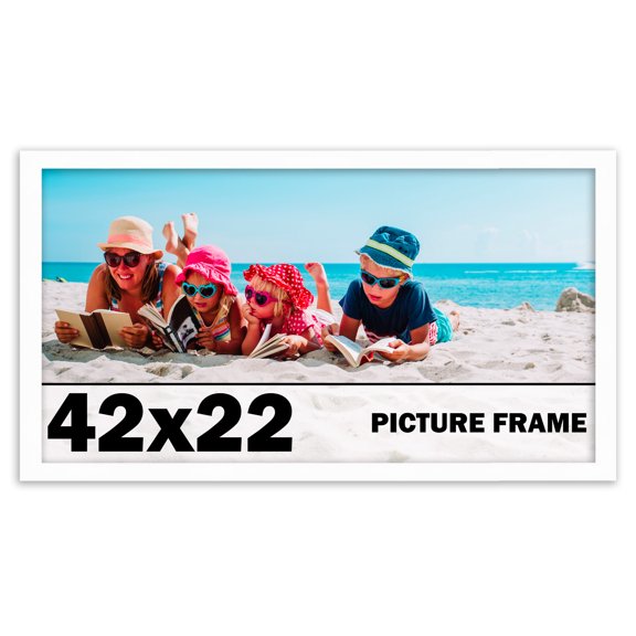 42x22 Frame White Solid Wood Picture Frame Includes UV Acrylic Shatter Guard Front, Acid Free Foam