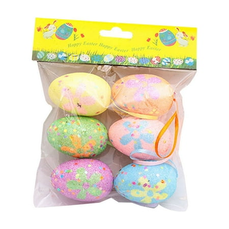 UYUH 6PCS Pastel Metallic Easter Egg Ornaments, Vibrant Spring Holiday Decorations for Easter Parties, Craft Projects, Gift Giving, Trees, Tables, and Seasonal Displays