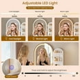 thumbnail image 5 of Makeup Vanity with LED Lights and Charging Station, Large Vanity Desk with 5 Drawers, 2 Shelves, Fold-up Panel,Dressing Table with Lighted Mirror,Glass Top and Power Outlet for Bedroom,White, 5 of 10