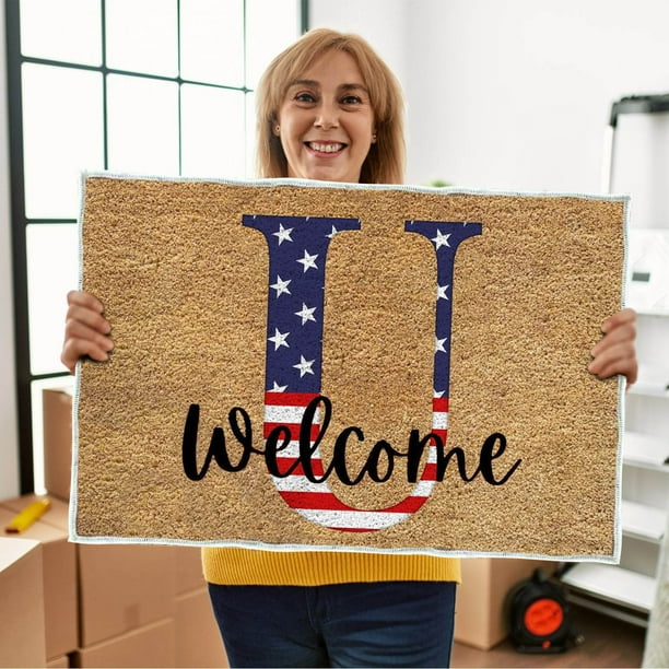 4th Of July Door Mat Patriotic Doormat Entryway Rug Welcome Independence Day Doormat Stain And Fad Patriotic Decor Welcome Outdoor Mat