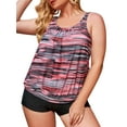 Plus Size Tankini Swimsuits for Women Blouson Swim Tops with Boyshorts