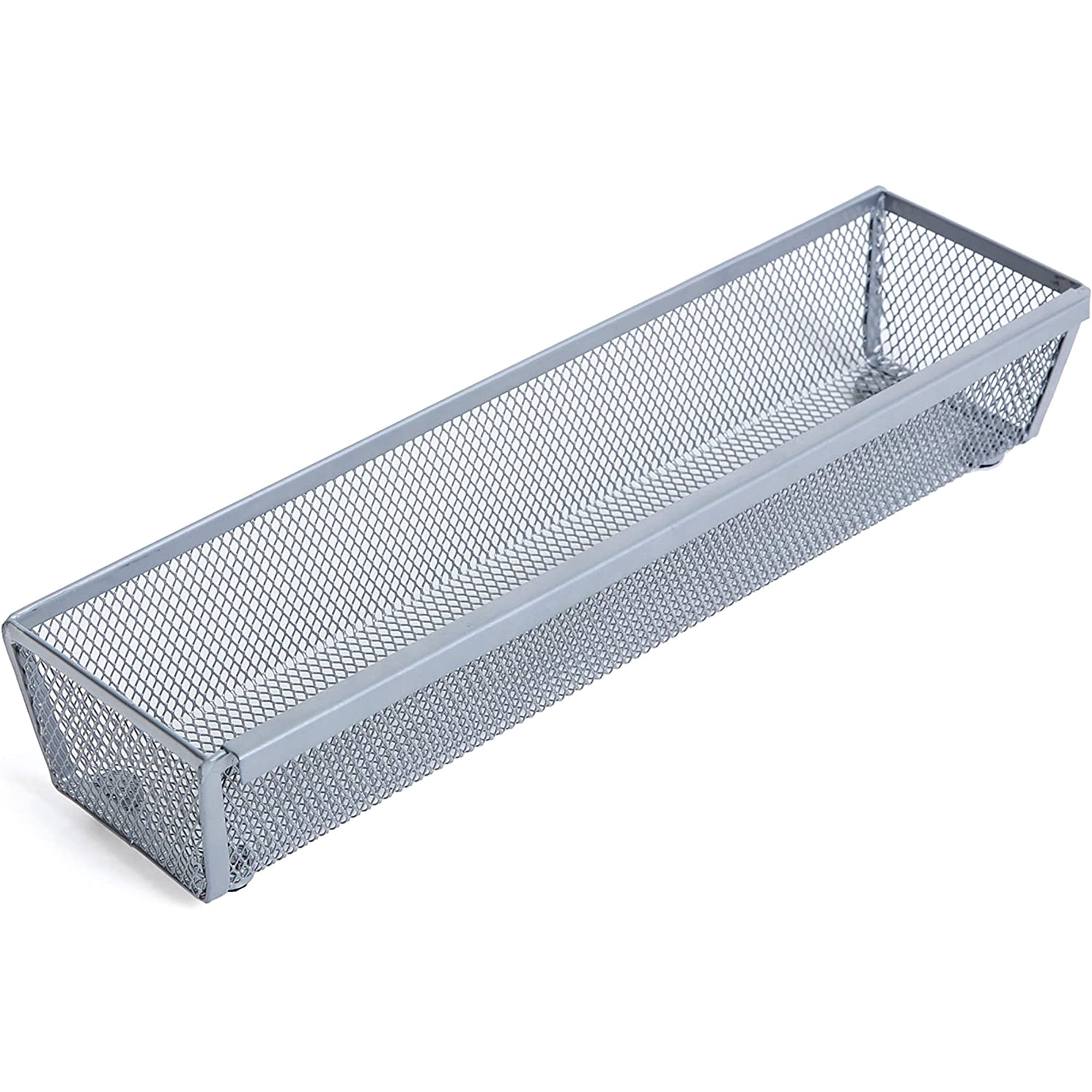 Smart Design Drawer Organizer - 12 x 3 Inch - Steel Metal Mesh Tray - with Interlocking Arm Connection - Utensils, Silverware, Organization - Kitchen - Silver
