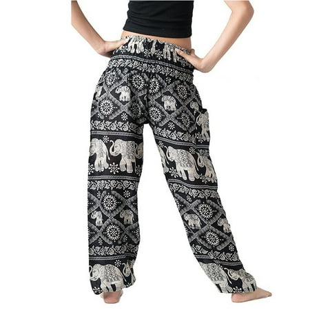 Women's Harem Pants Bohemian Clothes Boho Yoga Hippie Pants Smocked