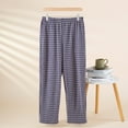 thumbnail image 4 of Plaid Pajama Pants Men Couples Lounge Pants Winter Warm Plush Lined Sleepwear Elastic Cozy Unisex Home PJ Pants Blue L, 4 of 5
