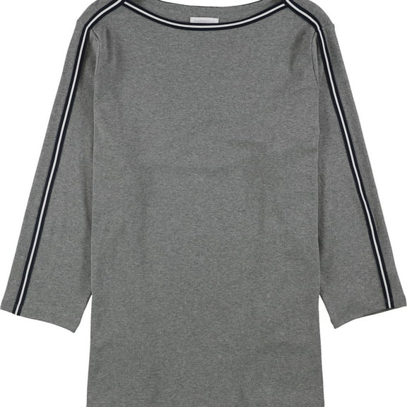 Charter Club Womens Athletic Trim Pullover Blouse, Grey, Plus Size, 0X