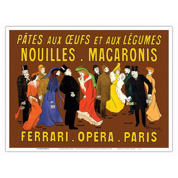Ferrari Opera Paris - Noodles Macaroni (Nouilles Macaronis) - Vintage French Advertising Poster by Leonetto Cappiello c.1901 - Master Art Print (Unframed) 9in x 12in
