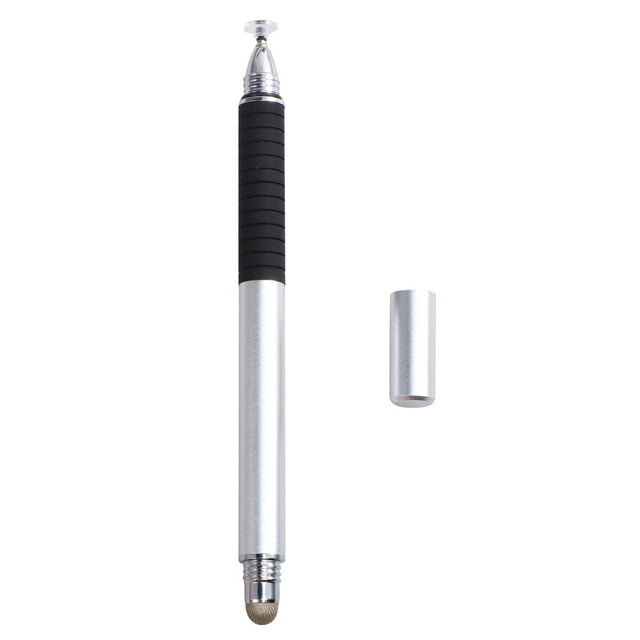 EeaseCA Universal 2 in 1 Disc and Fiber Tip Capacitive Stylus Touch Screen Pen for All Touch Screen Devices Tablets & Cell Phones (Silver)