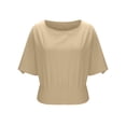 thumbnail image 4 of Oksale Going Out Tops for Women Dressy Tighten Waisted T Shirts Casual Crewneck Short Sleeve Summer Clothes Vacation Blouses Khaki 2XL, 4 of 7