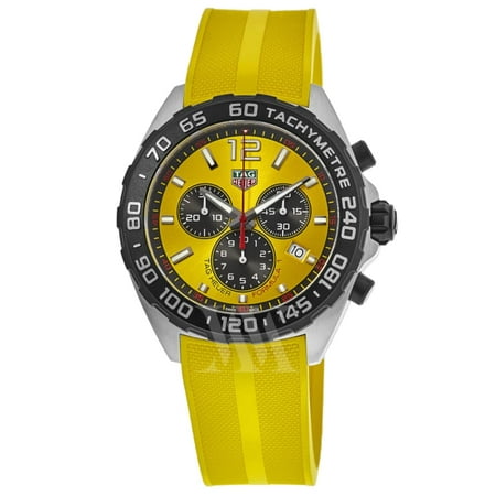 Tag Heuer Formula 1 Quartz Chronograph Yellow Dial Rubber Strap Men's Watch CAZ101AM.FT8054