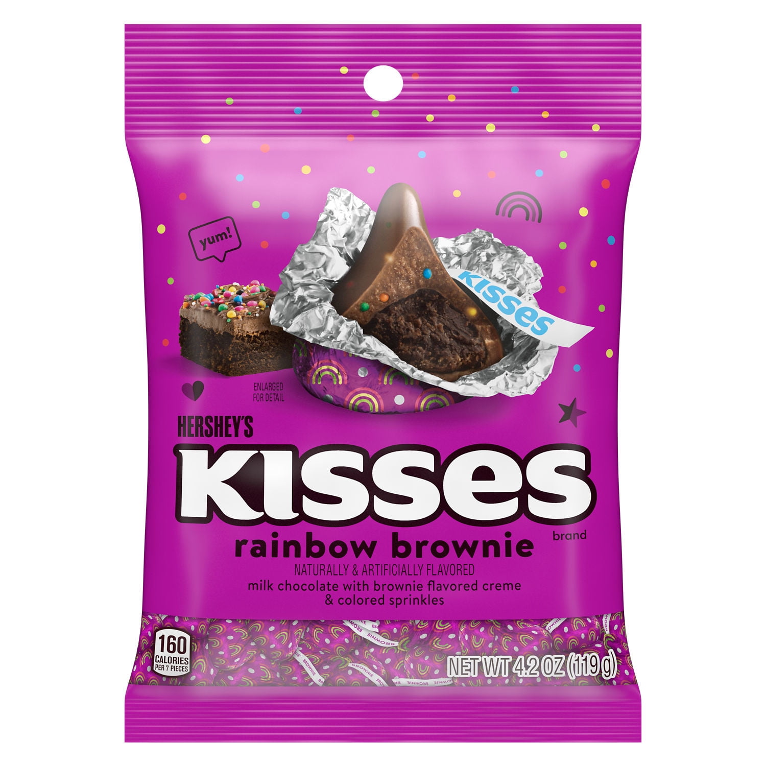 Hershey's Kisses Rainbow Brownie Flavored Candy, Bag 4.2 oz (Pack of 4)