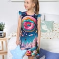 thumbnail image 4 of Balery Colorful Donut Camisón de princesa para niñas, pijama de algodón con mangas abullonadas, suave y bonito.-X-Large, 4 of 6