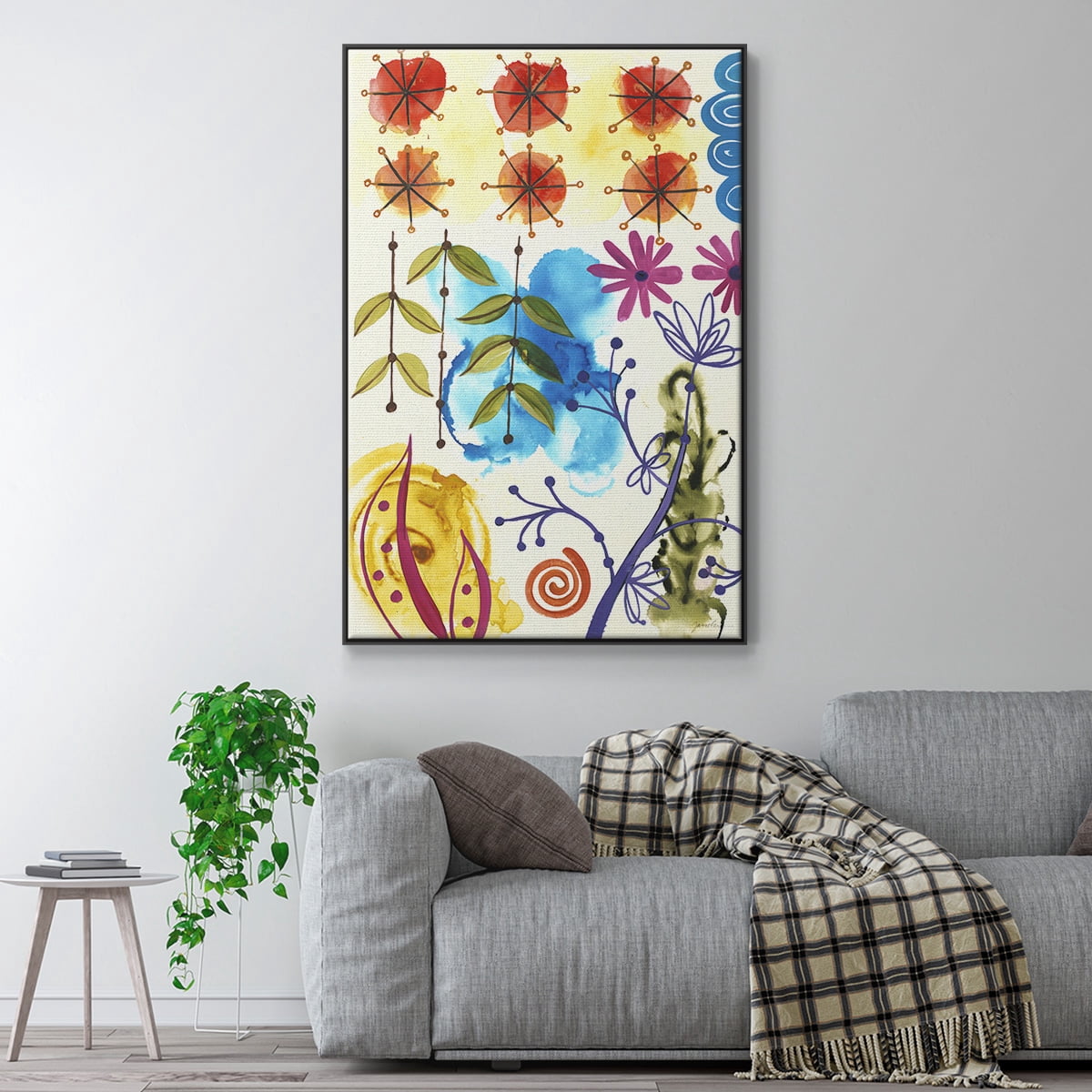 Flower Power II Framed Premium Gallery Wrapped Canvas - Ready to Hang - 27 x 41 - Black Floating Frame