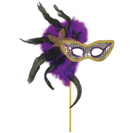 Loftus Masquerade Sequin and Feather Mask, Purple Black Gold, One-Size