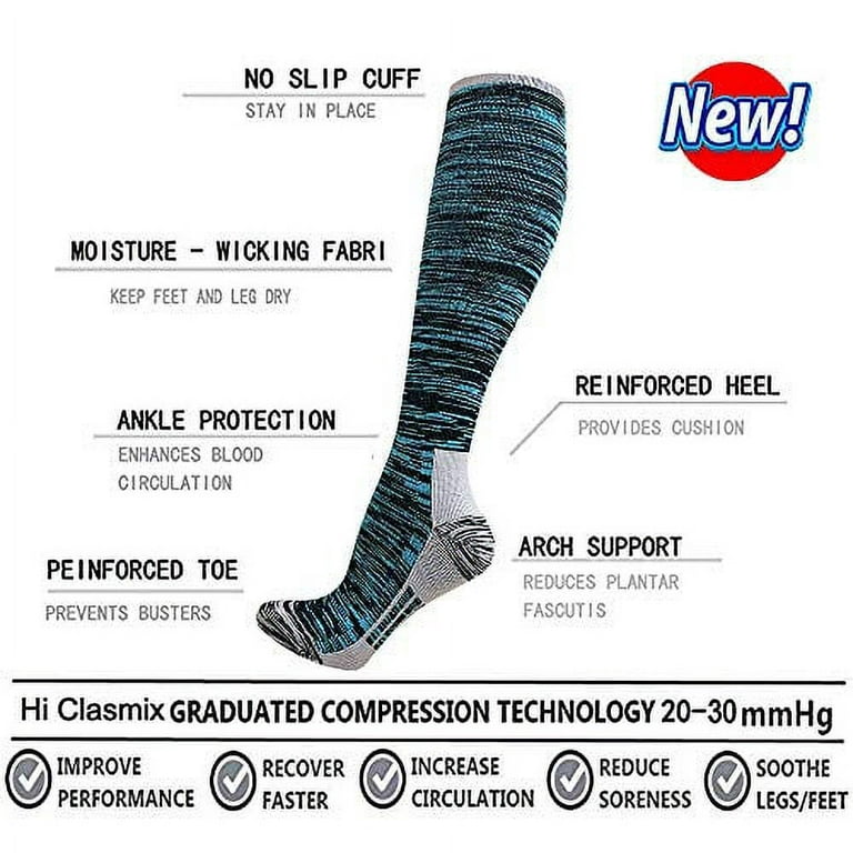 Hi Clasmix Graduated Compression Socks for Women&Men 20-30mmhg Knee High  Sock (Multicoloured 2D, Small/Medium) 
