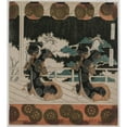 thumbnail image 2 of Gakutei Harunobu 15x16 Gold Ornate Wood Frame and Double Matted Museum Art Print Titled - The Dance at Furuichi for the Hisagataya Group (Mid 1820s), 2 of 4