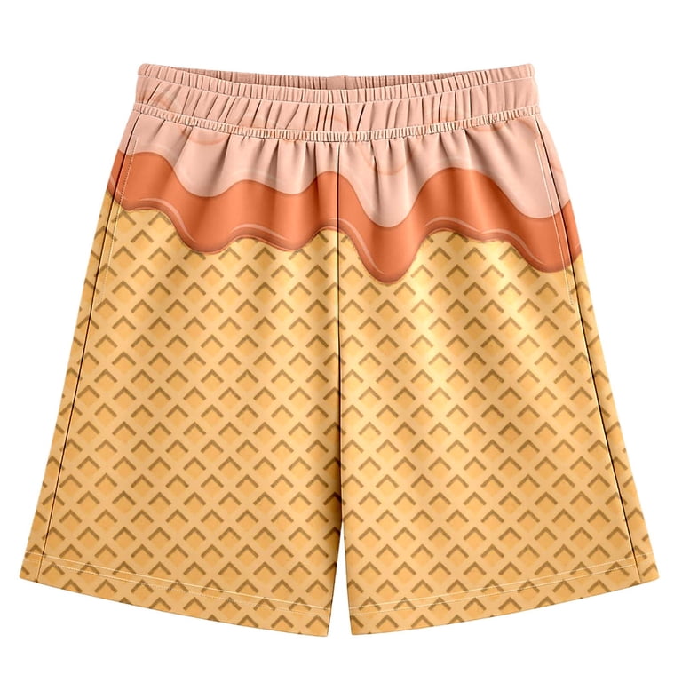 OSOLU Kids Sweat Shorts Boys Girls Ice Cream Printed Straight Leg 