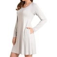 thumbnail image 6 of Miss Lavish London Women's Long Sleeve Dress - Round Neck Casual Loose Fit Swing T-Shirt Dress with Pockets Cool Grey-2XL, 6 of 7