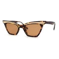 thumbnail image 2 of Womens Gold Metal Eyebrow Square Cat Eye Horn Rim Sunglasses Tortoise Brown, 2 of 4