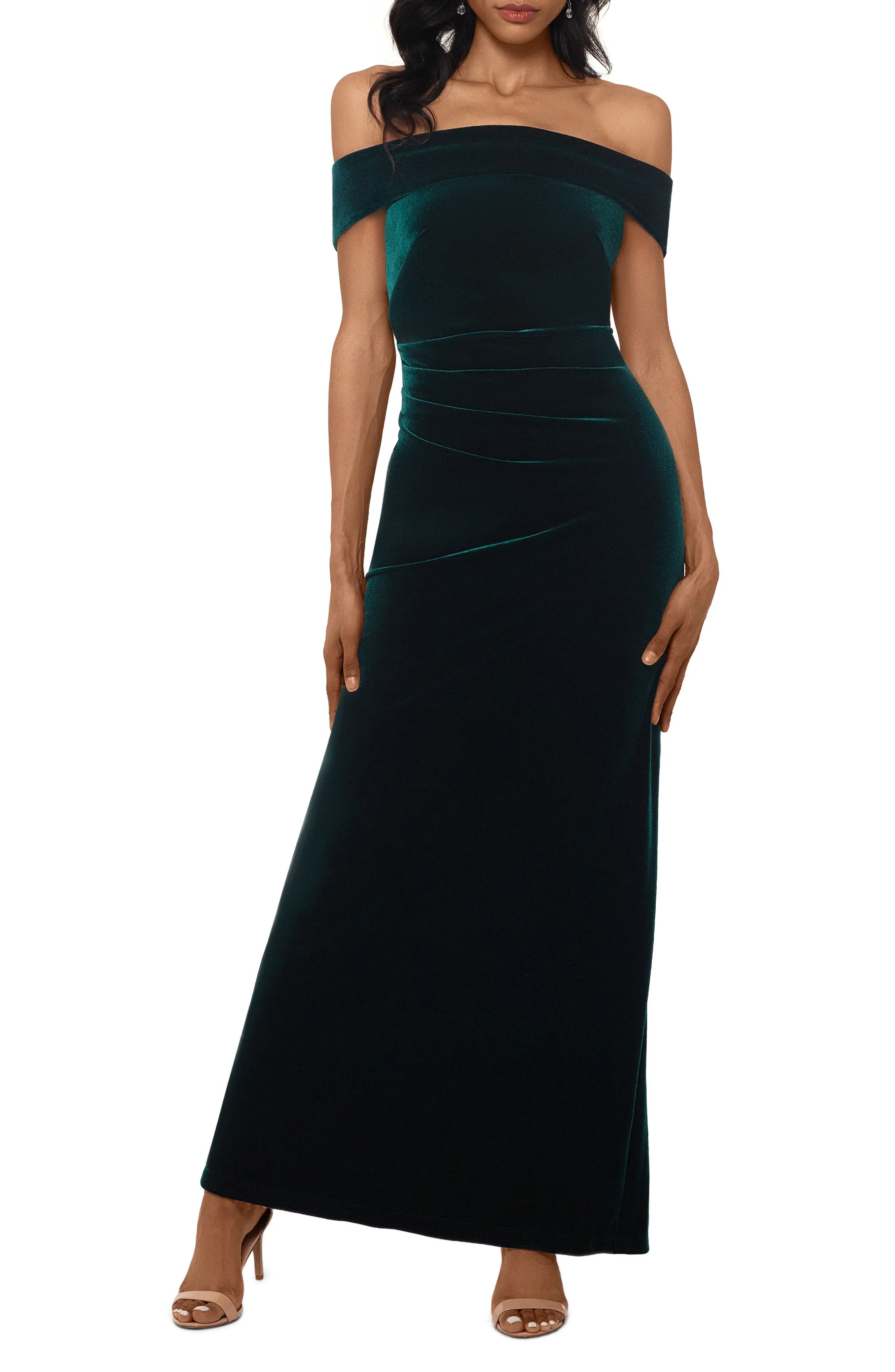 Xscape Womens Dress Long Velvet Off 