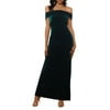 Xscape Womens Dress Long Velvet Off Shoulder Ball Gown Green 4